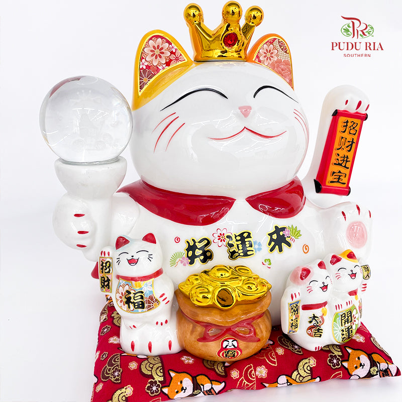 10' Lucky Cat (Swing) Crystal Ball Hao Yun Lai - FBA136#3