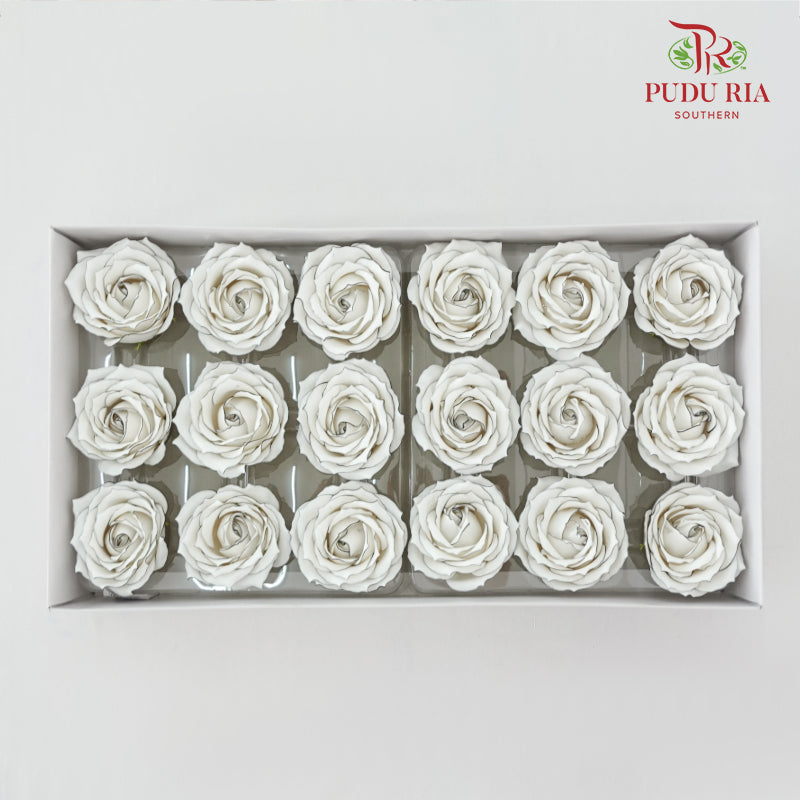 18 Bloom Soap Flowers Black Liner White - FBA080#1 - Pudu Ria Florist Southern