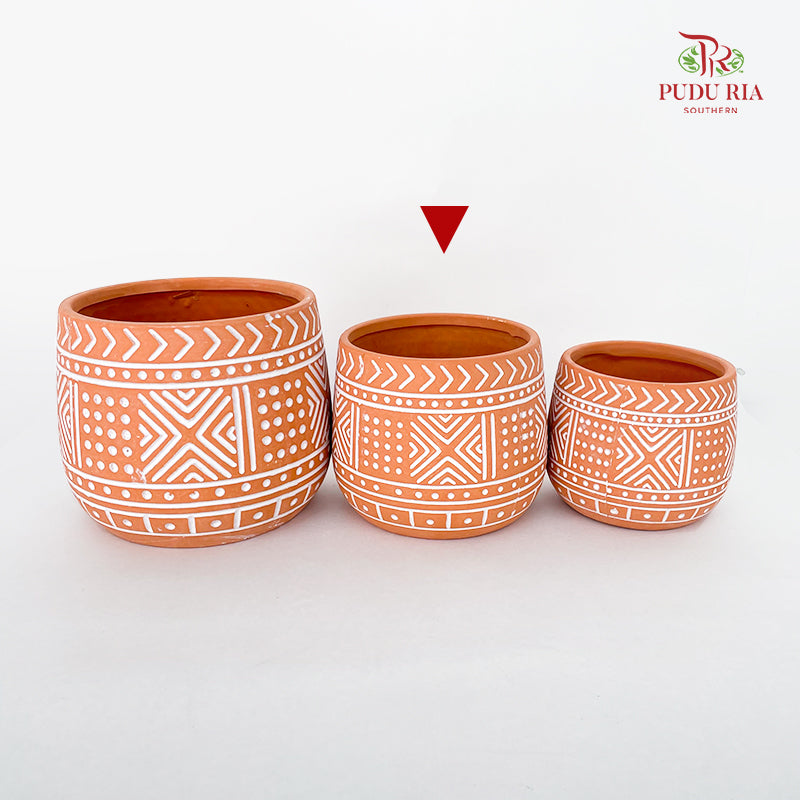 Geometric Terracotta Pot