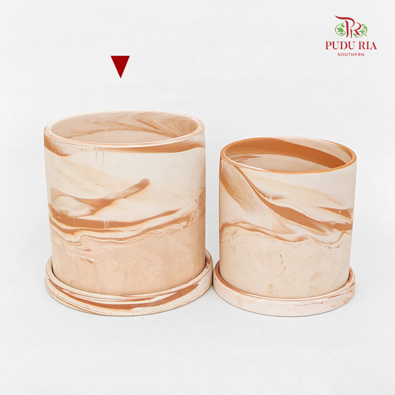 Macchiato Terracotta Pot With Tray