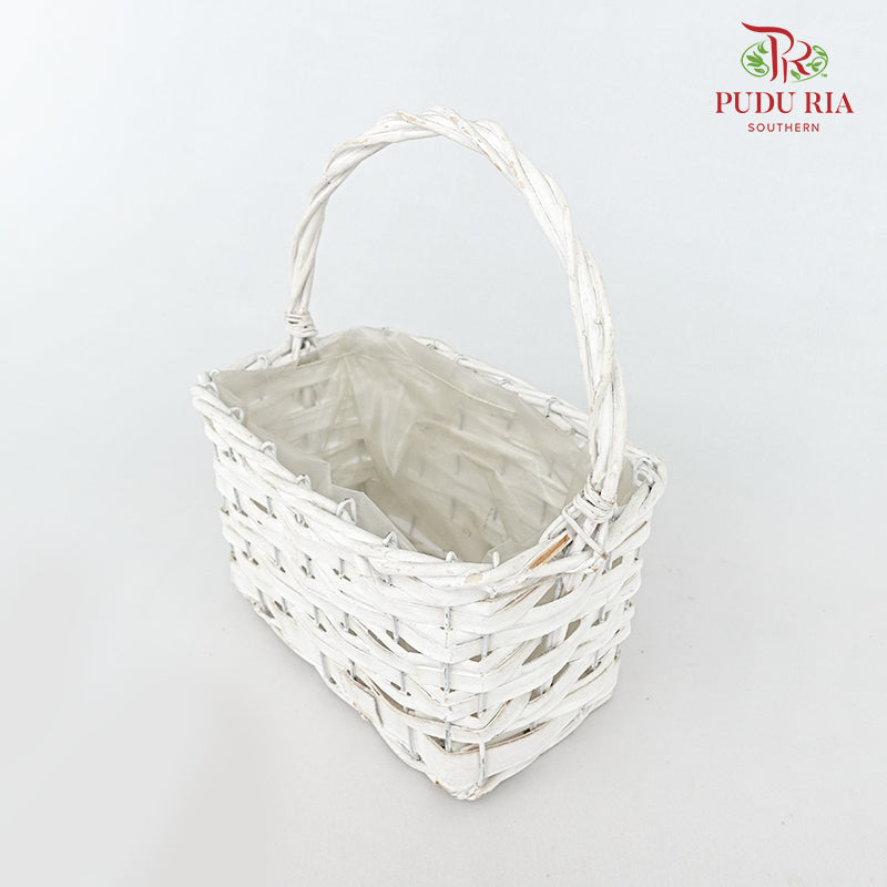 Small Rectangle White Basket - LR0130 (White)