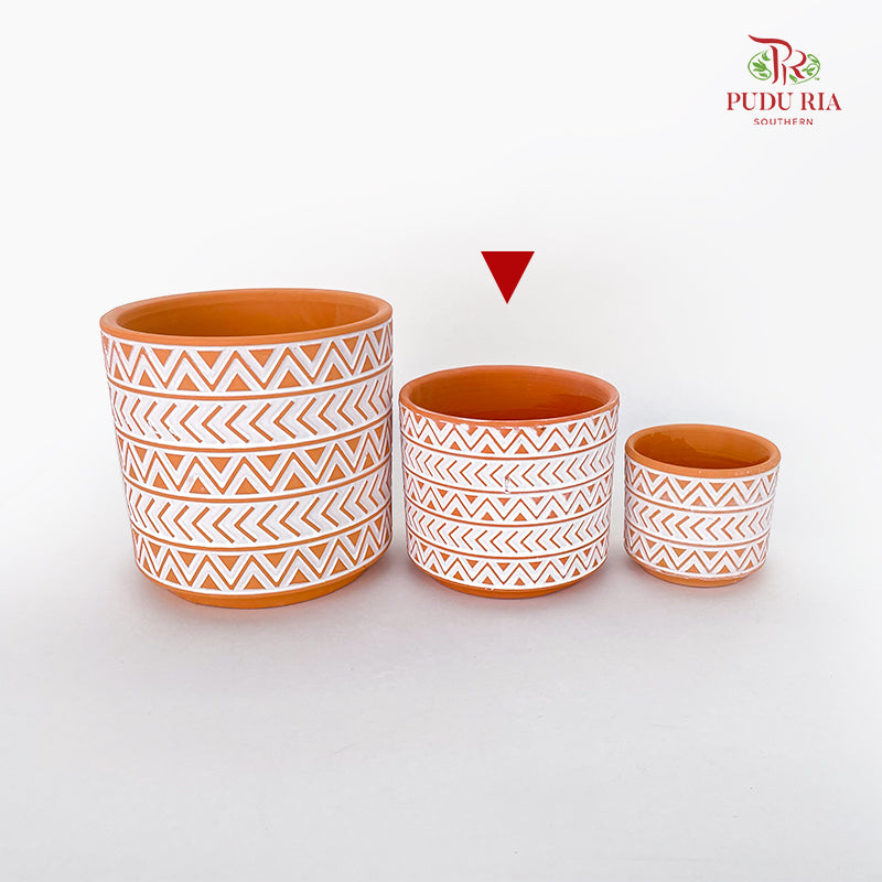 Hori Chevron Terracotta Pot