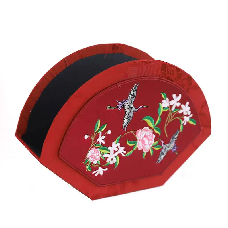 Fan Style Embroidered Brocade Box 扇形刺绣锦盒 - FBB100