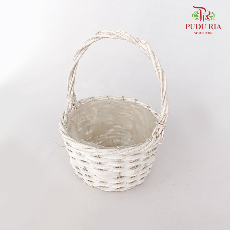 Small Round White Basket - LR0167