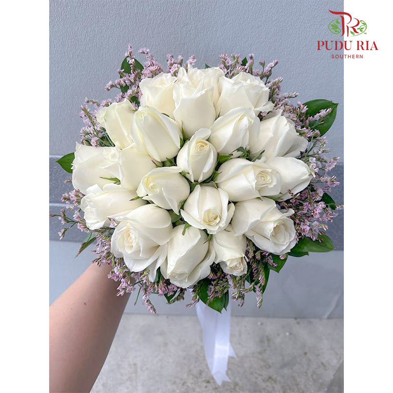 White Rose Wedding Bouquet (20 Stems)