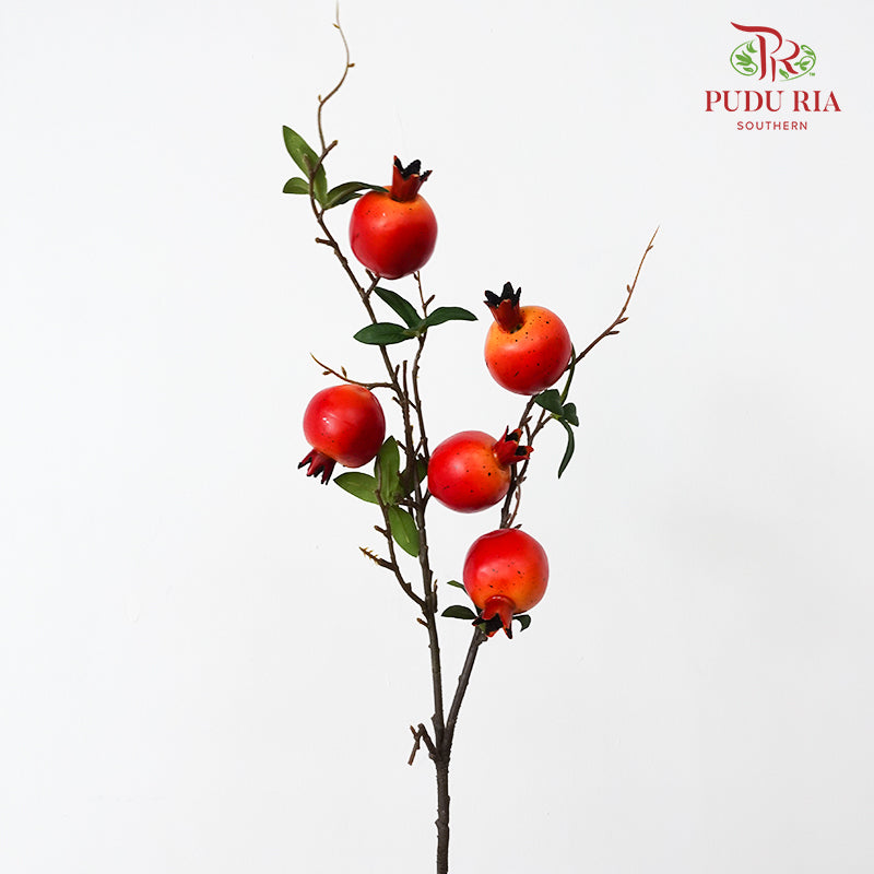 CNY Artificial Pomegranate Spray 80cm - Red (2 Stems)