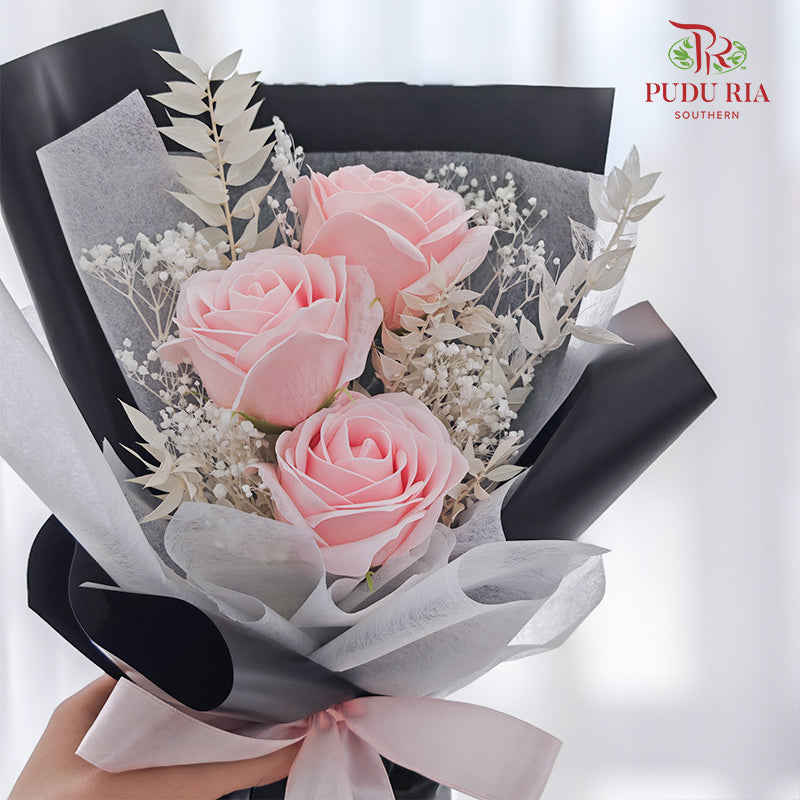 Soap Pink Rose Bouquet (3 Stems)