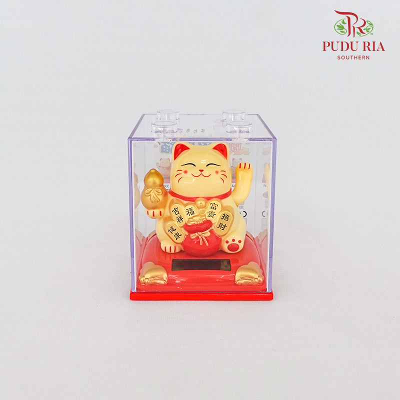 3' Solar Lucky Cat Gold (Swing) - FBA074#1