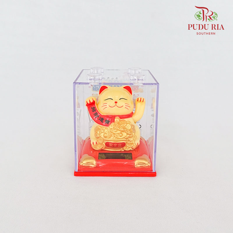 3' Solar Lucky Cat Gold (Swing) - FBA074#2