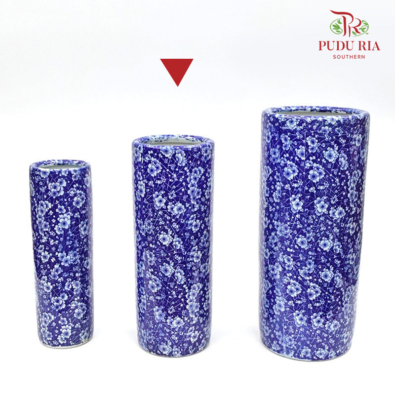 Ceramic Pot Bing Mei - Blue