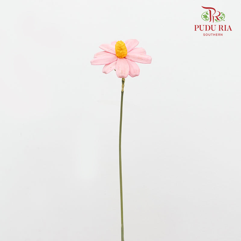 Dry Sunflower Seed Flower - Light Pink (Disk Flower Yellow)