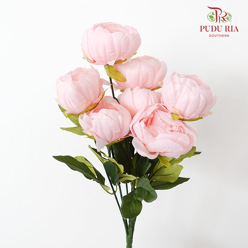 CNY Artificial Peony Bush 44cm - Soft Pink