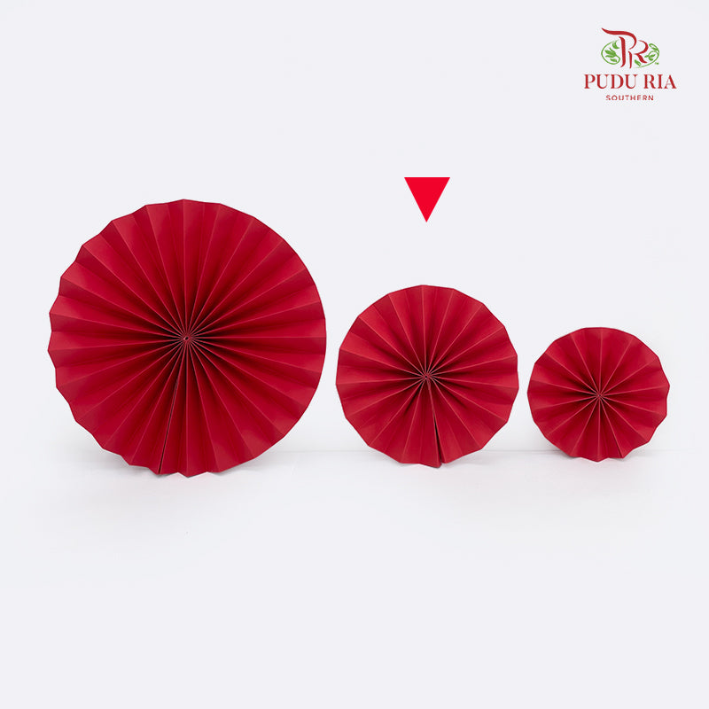 Red Paper Fan - 3 Pieces