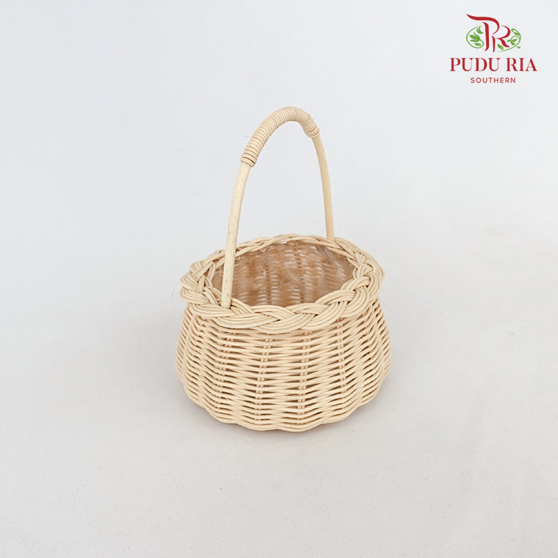 Floral Basket Round White/Beige - FBK001#5