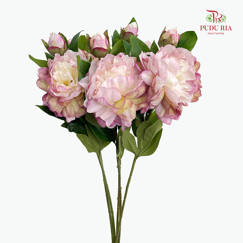 CNY Artificial Peony Spray 63cm Light Purple - (5 Stems)