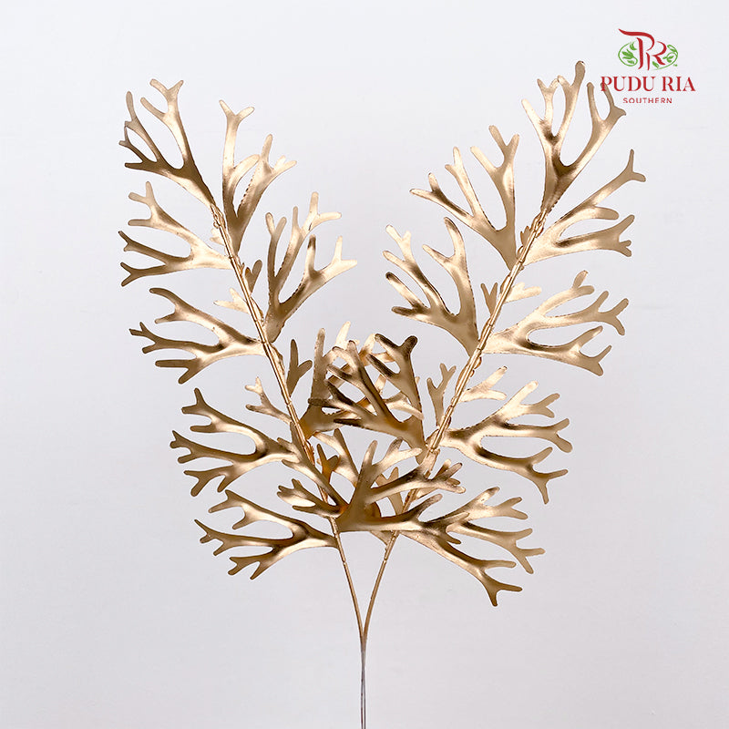 Gold Anthurium & Leaf (2 stems)