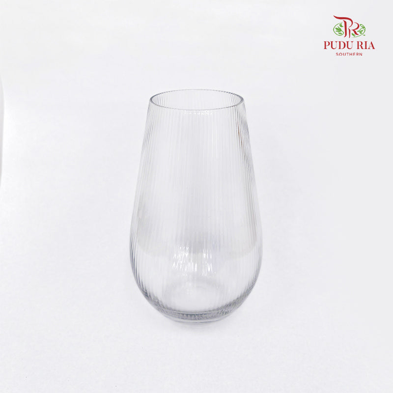 Striped Glass Vase - Clear