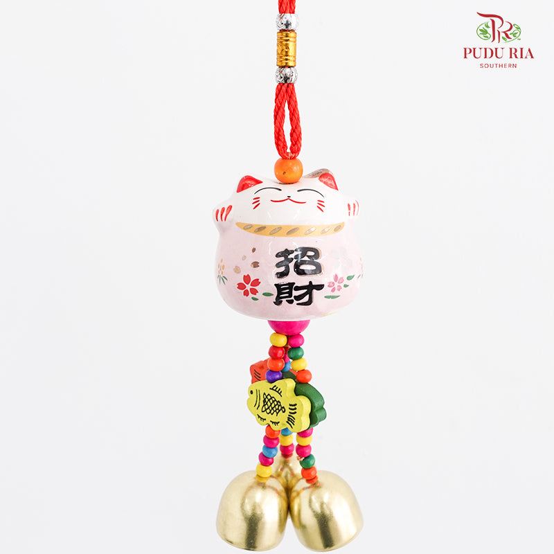 Lucky Cat Wind Chimes - Pink#3