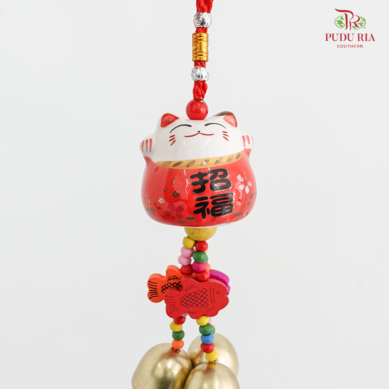 Lucky Cat Wind Chimes - Red#1