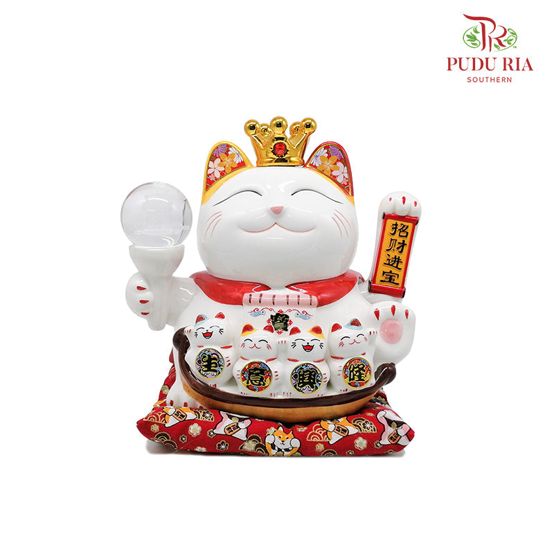 10' Crystal Ball Lucky Cat (Swing) - FBA056#1 - Pudu Ria Florist Southern