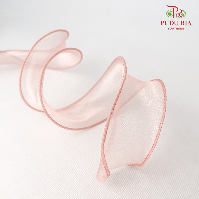 10'Y Organza Ribbon 4cm Light Pink- FRB079#3 - Pudu Ria Florist Southern