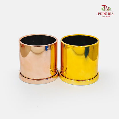 Glossy Ceramic Pot With Tray