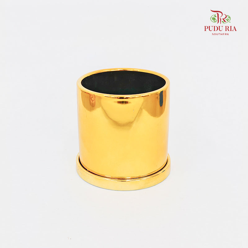 Glossy Ceramic Pot With Tray