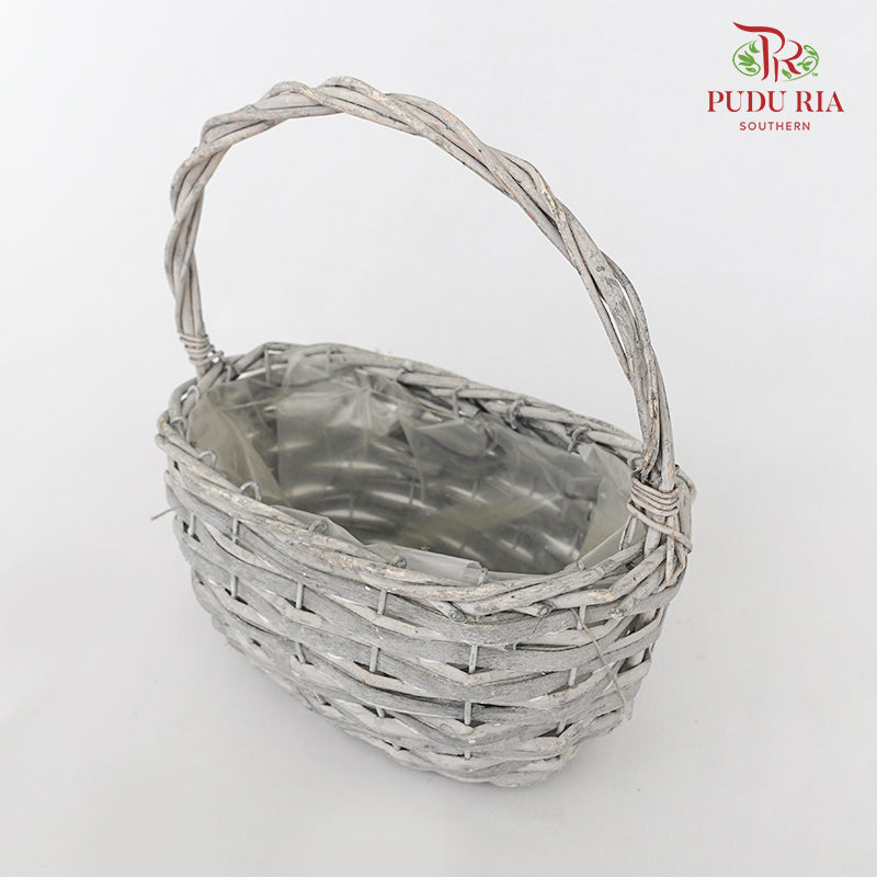 Small Rectangle White Basket  - LR0130 (Grey)