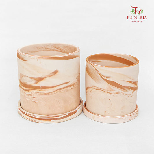 Macchiato Terracotta Pot With Tray