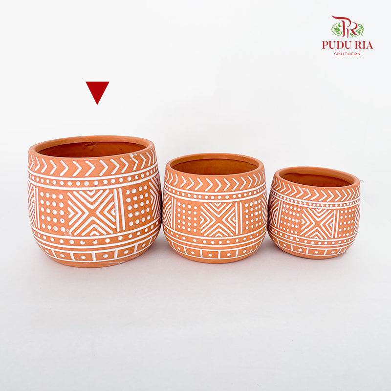 Geometric Terracotta Pot