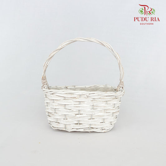 Small Oval White Basket - LR0166