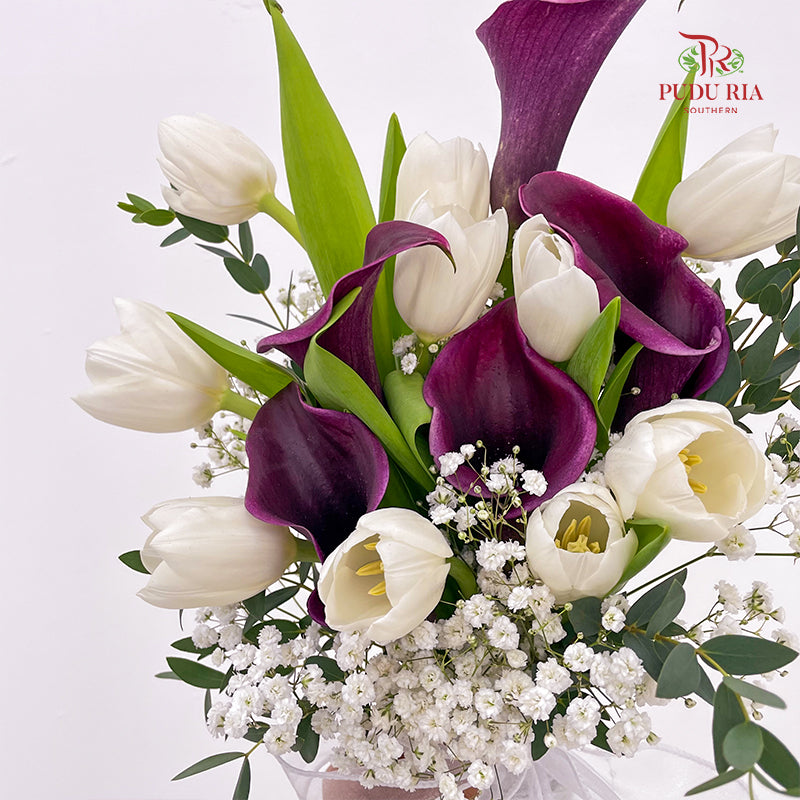 Tulip & Calla Lily Wedding Bouquet (10 Stems)