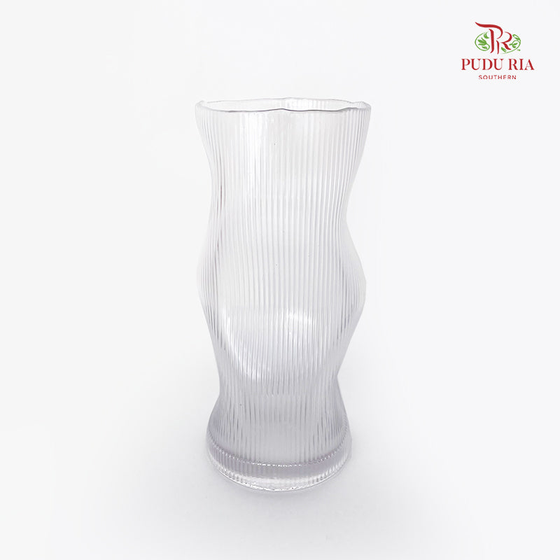 Curved Fluted Vase - Frosted