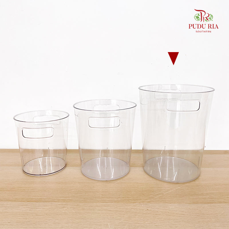 Acrylic Cylinder Plastic Vase With Handle