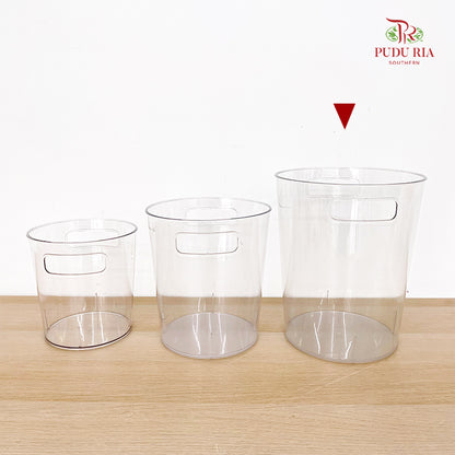 Acrylic Cylinder Plastic Vase With Handle