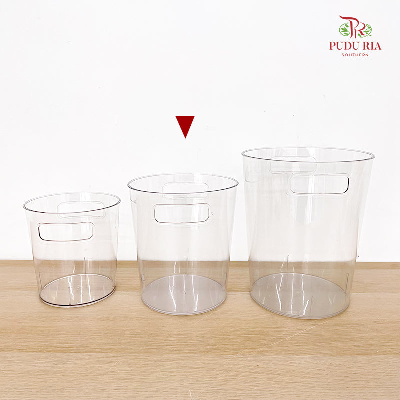 Acrylic Cylinder Plastic Vase With Handle