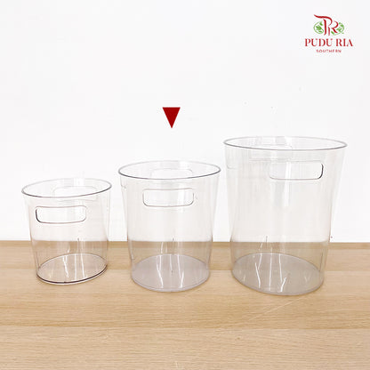 Acrylic Cylinder Plastic Vase With Handle