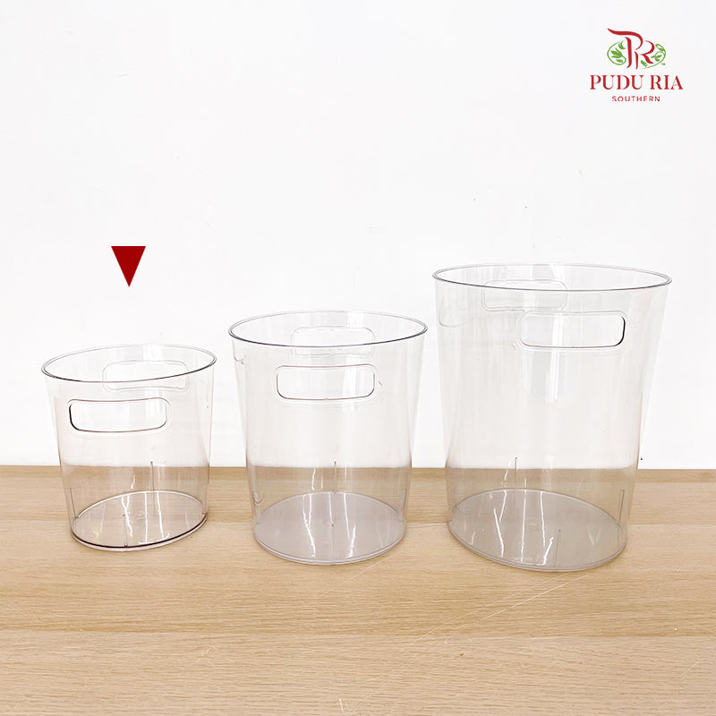 Acrylic Cylinder Plastic Vase With Handle