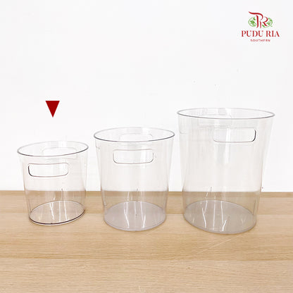 Acrylic Cylinder Plastic Vase With Handle