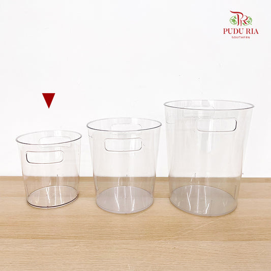 Acrylic Cylinder Plastic Vase With Handle