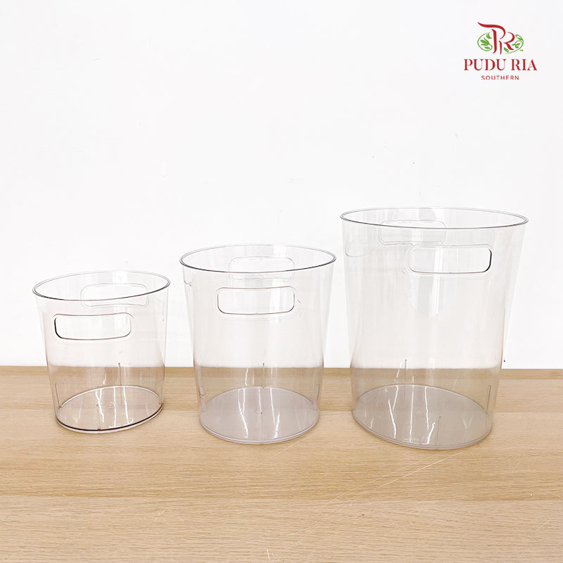 Acrylic Cylinder Plastic Vase With Handle