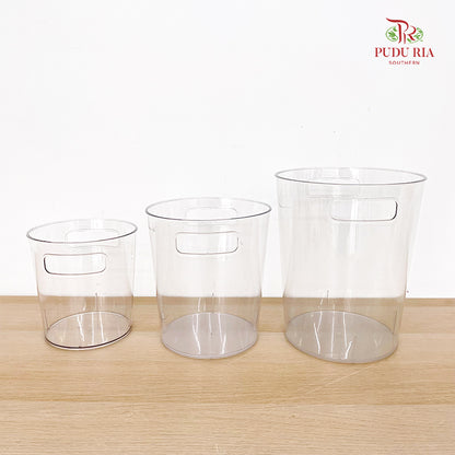 Acrylic Cylinder Plastic Vase With Handle