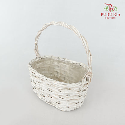 Small Oval White Basket - LR0166