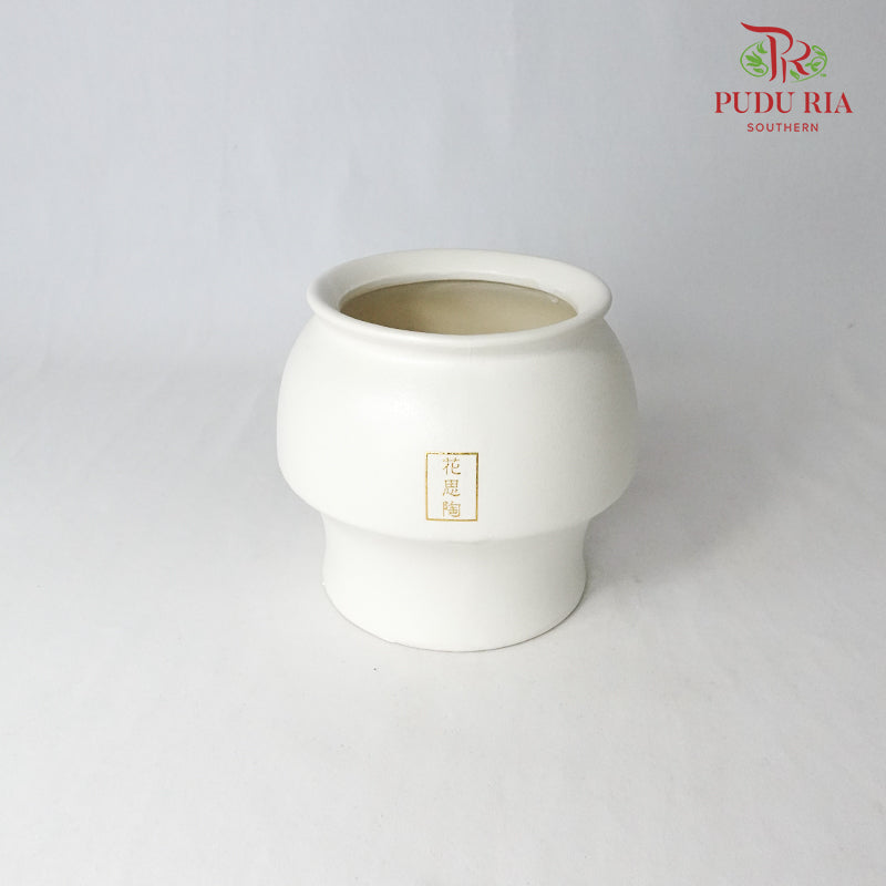 Pot White D15(9)H13 - Pudu Ria Florist Southern