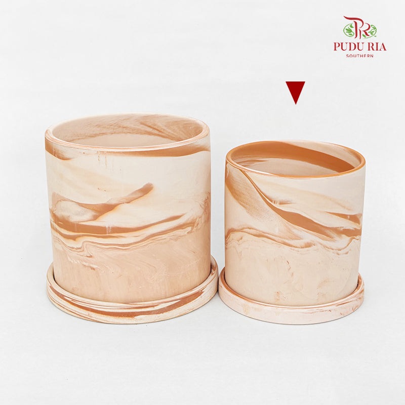 Macchiato Terracotta Pot With Tray