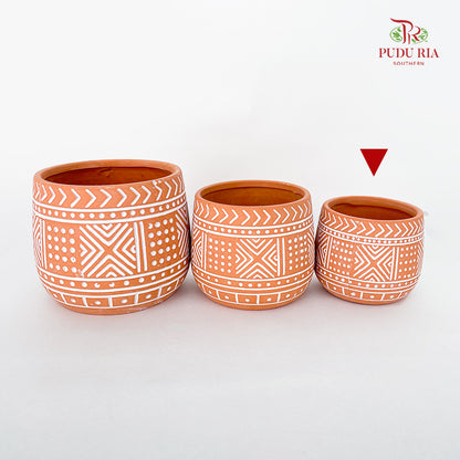Geometric Terracotta Pot