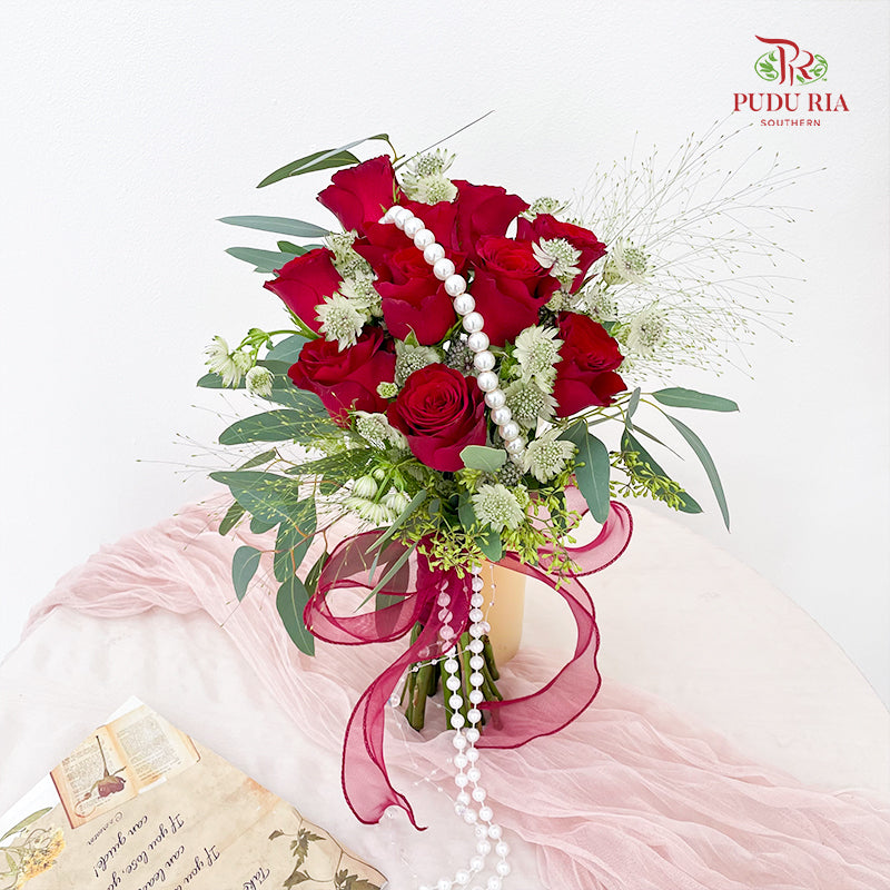 Red Rose Wedding Bouquet (10 Stems)