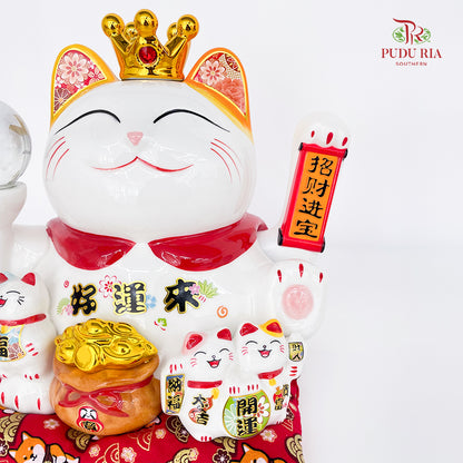10' Lucky Cat (Swing) Crystal Ball Hao Yun Lai - FBA136#3