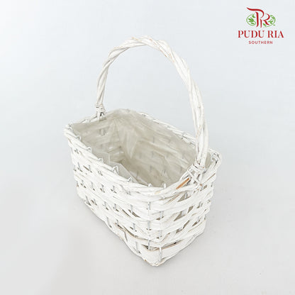 Small Rectangle White Basket  - LR0130 (White)