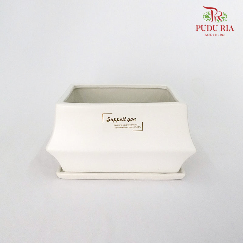 White Pot - M - Pudu Ria Florist Southern